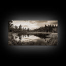 Forest Pond Reflection, Tranquil Lake Trees, Serene Nature Scene, Framed Canvas Print, Fall Wall Art, Rustic Cabin Decor, Living Room Wall Art