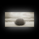Desert Bush, Minimal Landscape, Dune Scene, Sand Calm, Framed Canvas Print, Boho Bedroom Art, Neutral Wall Decor, Minimalist Style