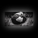 Sea Cave, Rocky Texture, Coastal Reflection, Natural Formations, Framed Canvas Print, Bathroom Art, Earthy Wall Decor, Zen Style