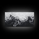 Ocean Texture, Crashing Waves, Abstract Sea, Monochrome Motion, Framed Canvas Print, Coastal Wall Art, Bathroom Minimalist Decor