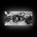 Tropical Beach Shack, Rustic Coastal Decor, Island Vibes, Palm Tree Jungle, Framed Canvas Print, Boho Living Room Wall Art