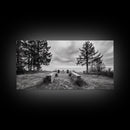 Coastal Graveyard, Moody Seascape, Quiet Reflection Scene, Framed Canvas Print, Gothic Office or Haunted Fall Wall Art Decor, Hallway Wall Art