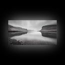 Misty Fjord Reflection, Calm Water Scene, Nordic Landscape, Peaceful Wall Decor, Canvas Print, Office Wall Art, Minimalist Mountains