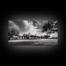 Southwestern Ranch Home, Texas House Scene, Peaceful Rural Living, Framed Canvas Print, Rustic Landscape Art, Living Room Decor