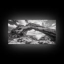 Natural Rock Arch, Seaside Cliff View, Desert Coastal Window, Framed Canvas Print, Boho Earth Tones, Living Room Wall Decor