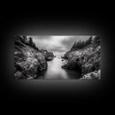 Ocean Passage, Cliff Channel, Rugged Coast, Forest Horizon, Canvas Print, dramatic nature art, large wall piece, hallway landscape art