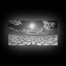 Cracked Earth Sun, Desert Landscape, Dramatic Sky, Canvas Print, Southwestern Decor, Fall Wall Art, Earth Tones Rustic Home Accent