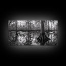 Swamp Trees, Cypress Water, Nature Reflections, Marsh Scene, Framed Canvas Print, rustic cabin decor, hallway wall art, forest wall print