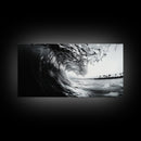 Ocean Wave Curl, Surf Tunnel, Tropical Coastline, Framed Canvas Print, Coastal Wall Art, Beach House Decor, Nature Photography