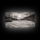 Mountain River Rapids, Adventure Landscape, Moody Forest Wall Art, Nature Explorer Vibes, Rustic Cabin Decor, Canvas Print