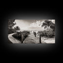 Beach Path, Coastal Dock, Tropical Palms, Canvas Print, Vacation Vibes, Boho Seaside Decor, Bathroom Wall Art, Nautical Island Landscape