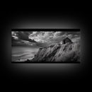 Cliff Cabin, Stormy Coast, Ocean Bluff, Dramatic Skies, Canvas Print, Moody Nature Art, Living Room Accent, Fall Season Decor