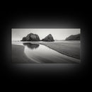 Seaside Rocks, Reflected Sky, Calm Ocean, Landscape Photography, Framed Canvas Print, Zen Wall Art, Modern Minimalist Decor, Modern Home Decor