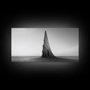Sharp Spire, Abstract Rock, Desert Sculpture, Canvas Print, Minimalist Wall Art, Office Decor, Nature Geometry, Monochrome Art