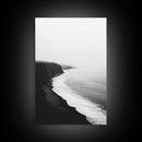 Cliff Coast, Mist Horizon, Monochrome Sea, Rugged Beauty, Canvas Print, Living Room Wall Art, Coastal Modern Style, Minimalist Ocean Scene