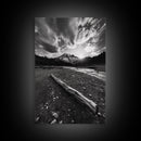 Mountain Sunrise Drift, Alpine Peak Glow, Majestic Morning View, Framed Canvas Print, Entryway Wall Art, Moody Nature Decor, Cabin Style