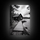 Lake Cabin Path, Nordic Forest Retreat, Nature Escape, Canvas Print, Cozy Wall Art, Scandinavian Decor, Fall Rustic Living Room Art