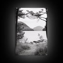 Forest Lake, Mountain View, Peaceful Trail, Framed Canvas Print, Cabin Decor, Fall Landscape, Living Room Art, Tranquil Nature Print