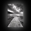 Stormy Sea, Paddle Board, Dramatic Sky, Ocean Adventure, Framed Canvas Print, Den Wall Art, Nautical Minimalist Decor, bedroom wall art