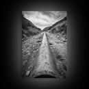 Industrial Line, Utility Pipe, Grunge Road, Canvas Print, Black White Photography, Modern Loft Decor, Urban Wall Art, Minimalist Style