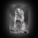 Prairie Dog, Wildlife Watch, Nature Moment, Framed Canvas Print, Whimsical Animal Wall Art, Nursery Decor, Cute Forest Creature