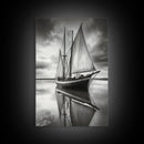 Sailboat Reflections, Calm Waters, Stormy Sky, Canvas Print, Nautical Wall Art, Office or Den Decor, Classic Maritime Photography