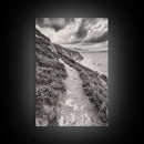 Cliffside Path, Coastal Trail, Ocean Escape, Canvas Print, Moody Landscape Wall Art, Living Room Decor, Adventure Travel Aesthetic