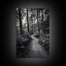 Fern Pathway, Enchanted Forest, Woodland Trail, Framed Canvas Print, Nature Walk Wall Art, Boho Bedroom Decor, Moody Landscape Style