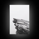 Weathered Cliffside, Coastal Rock, Modern Minimalism, Nature Decor, Framed Canvas Print, Neutral Tones, Office Wall Art, Beachy Aesthetic