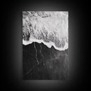 Wave Edge, Cracked Earth, Tide Meets Stone, Nature Contrast, Canvas Print, Abstract Ocean Art, Minimalist Wall Decor, Bathroom Artwork