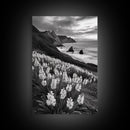 Coastal Blooms, Ocean Cliffs, Seaside Flowers, Canvas Print, Nature Photography, Living Room Art, Modern Coastal Wall Decor, Spring Vibes