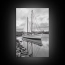 Sailboat Reflection, Harbor Calm, Nautical Scene, Canvas Print, Coastal Wall Art, Beach House Decor, Ocean Photography, Bathroom Art