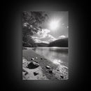 Ocean Shoreline, Serene Landscape, Coastal Photography, Canvas Print, Modern Nature Decor, Living Room Wall Art, Black and White Art