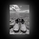 Ocean Fins, Coastal Escape, Underwater Adventure, Canvas Print, Beach Bathroom Wall Art, Nautical Photography, Black and White Decor