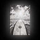 Surfboard Horizon, Ocean Waves, Beach Photography, Summer Vibes, Canvas Print, Teen Room Wall Art, Coastal Decor, Modern Surf Art