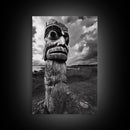 Tribal Totem, Ancient Spirit, Cultural Power, Canvas Print, Rustic Wall Art, Boho Living Room Decor, Ethnic History Accent