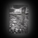 Weathered Exit, Symbolic Marker, Coastal Path, Canvas Print, Rustic Wall Art, Moody Landscape Decor, Entryway Statement Piece