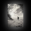 Horse on Shore, Ocean Path Scene, Wild Beauty, Serene Escape, Framed Canvas Print, Boho Wall Art, Bedroom or Entryway Decor