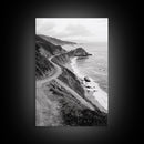 Winding Beach Road, Coastal Drive, Ocean Cliffs, Travel Landscape, Canvas Print, Office Wall Art, Fall Adventure Style, Neutral Coastal Decor