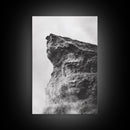 Stone Cliff Form, Abstract Rock Shape, Moody Earth Scene, Nature Texture, Framed Canvas Print, Office Wall Art, Minimalist Mountain Decor