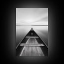 Canoe, Lake, Calm, Horizon - Minimalist lake paddle scene, Framed Canvas Print, peaceful home office art, Scandinavian decor, wilderness print