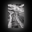 Coastal Mountain Trail, Ocean View, Travel Photography, Framed Canvas Print, Scenic Landscape Art, Office or Hallway Wall Art