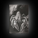 Lobster Close Up, Marine Life Art, Coastal Kitchen Decor, Monochrome Sea Animal, Framed Canvas Print, Ocean Wall Art, Nautical Print