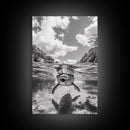 Dolphin Play, Ocean Joy, Underwater View, Canvas Print, Nautical Wall Art, Coastal Bathroom Decor, Playful Beach House Style