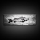Floating Fish, Surreal Ocean, Realistic Scales, Sky Scene, Framed Canvas Print, Nautical Wall Art, Coastal Decor, Fishing Cabin Aesthetic