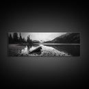 Alpine Lake, Moody Mountains, Foggy Reflection, Canvas Print, Serene Wall Art, Nature Photography, Bedroom Art, Den Decor, Office Decor