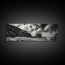 Cliff House, Ocean Cabin, Windy Coast, Framed Canvas Print, Moody Landscape Art, Rustic Wall Decor, Autumn Entryway Art