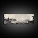 Foggy Coast, Misty Trees, Silent Bay, Canvas Print, Moody Landscape Photography, Bedroom Wall Art, Nature Inspired Decor