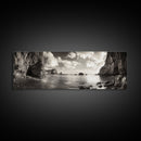 Coastal Cliffs, Ocean Horizon, Dramatic Sky, Framed Canvas Print, neutral living room decor, seascape photography, rustic modern wall art