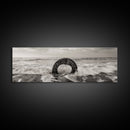 Ocean Ring, Waves Crashing, Sea Sculpture, Framed Canvas Print, unique beach photography, industrial coastal wall art, modern bathroom decor